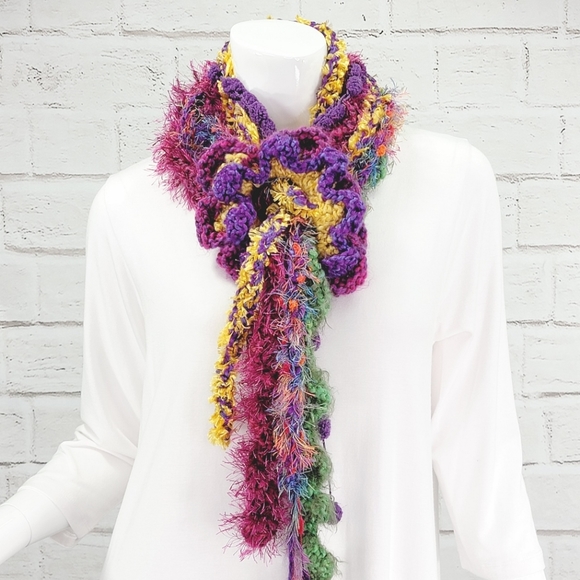 Funky Lady Artsy Unique One-of-a-kind Handmade Flower Scarf - Picture 8 of 12